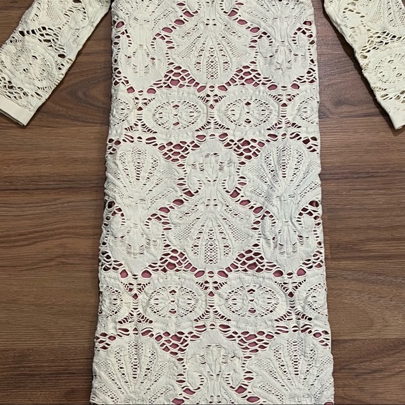 Free People Lace Mini Bodycon Dress Off White & Light Pink Womens XS - Picture 2 of 6